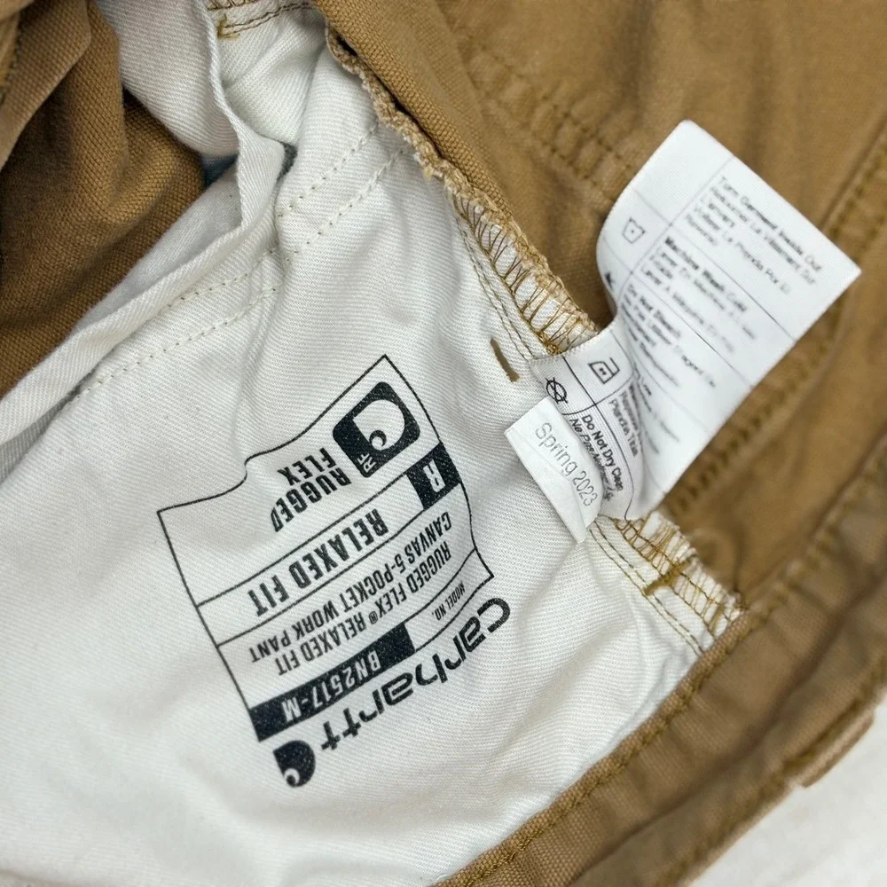 Carhartt Mens BN2517-M Rugged Flex Relaxed Fit Canvas Work Pants Brown 34x30
